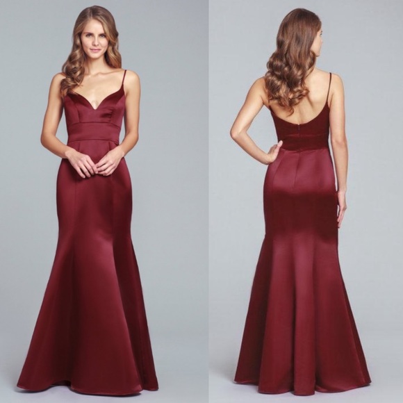 NWT Hayley Paige Indigo Satin size 8 gown - Picture 2 of 3